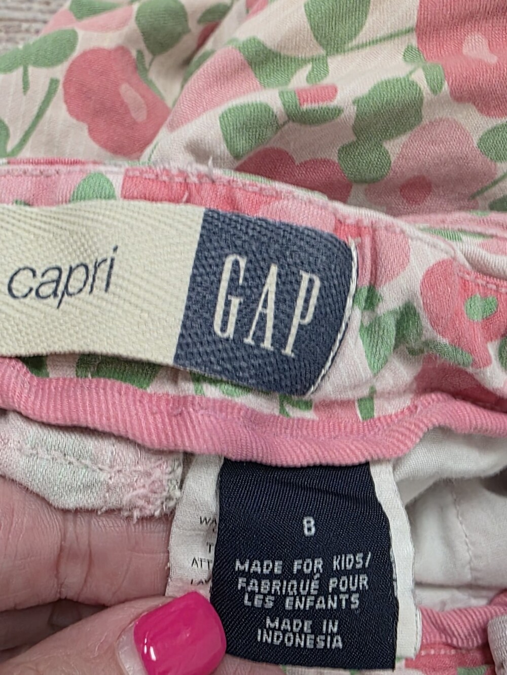 Vintage GAP Capri Pink Floral Cotton Kids Pants Size‎ 8 - Picture 5 of 6